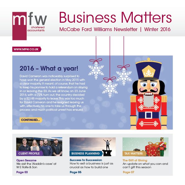MFW Business Matters newsletter Christmas 2016
