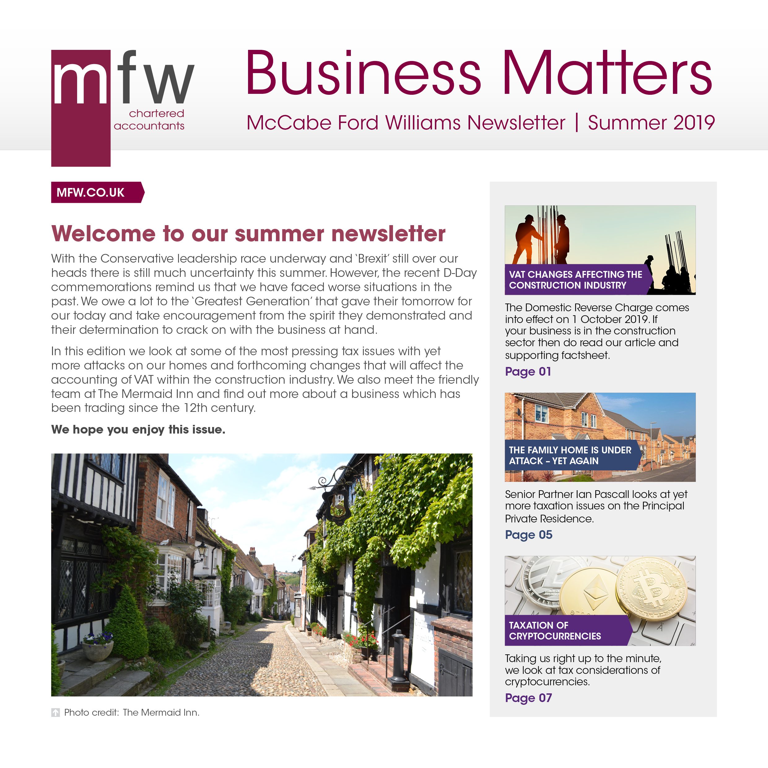MFW Business Matters newsletter summer 2019 edition
