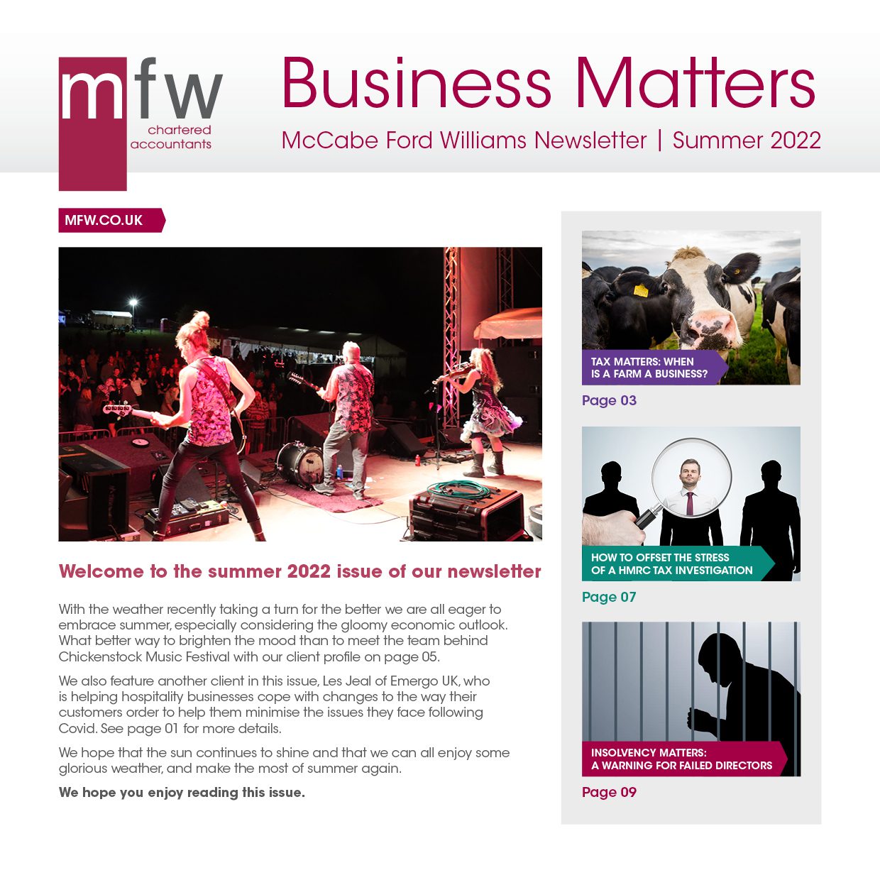 MFW Business Matters newsletter summer 2022